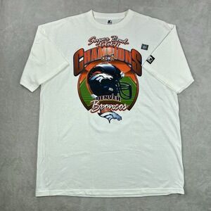 Vintage Denver Broncos Shirt Mens XL White NFL Football superbowl 32 Starter 90s